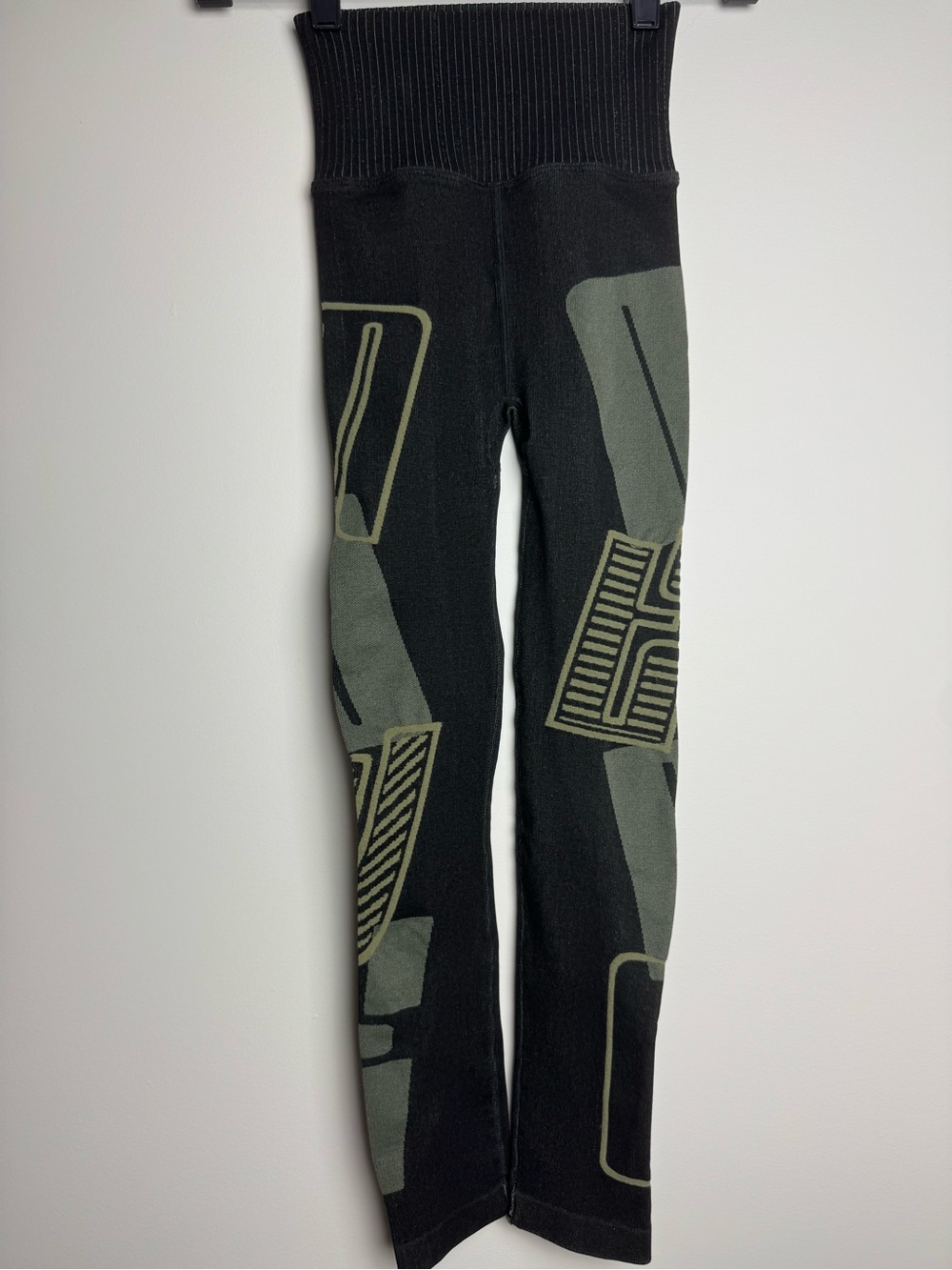 Free People Movement Black & Olive Graphic Knit Leggings